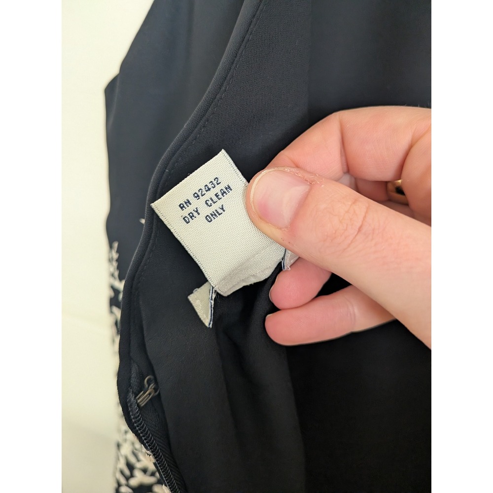 Ann‎ Taylor Vintage Black White Floral Embroidered Whimsigoth Maxi Gown Dress 10 - Picture 6 of 6